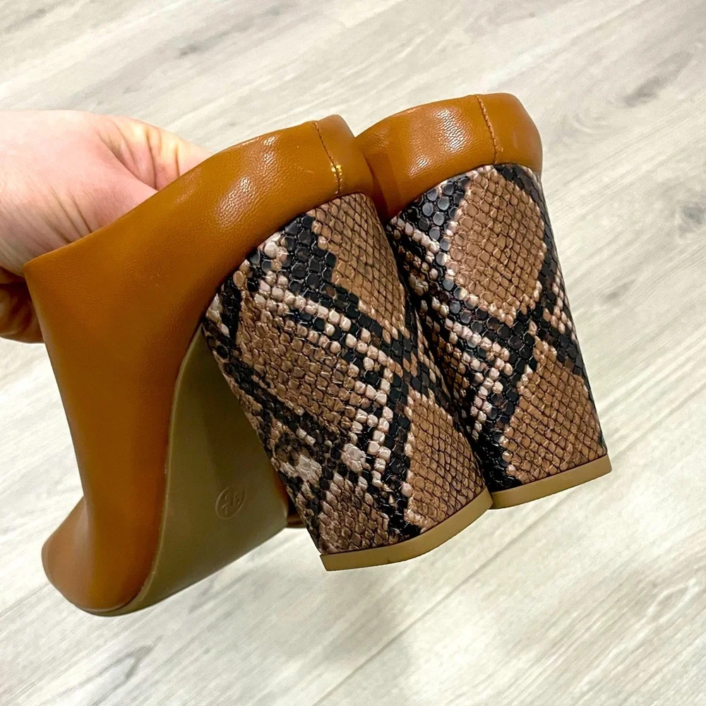 Stunning Women's Paula Mule Heels Cognac - Picture 8 of 11
